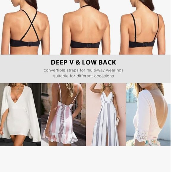 NWT Deep V Plunge Low Back Bra 38B - Picture 6 of 6